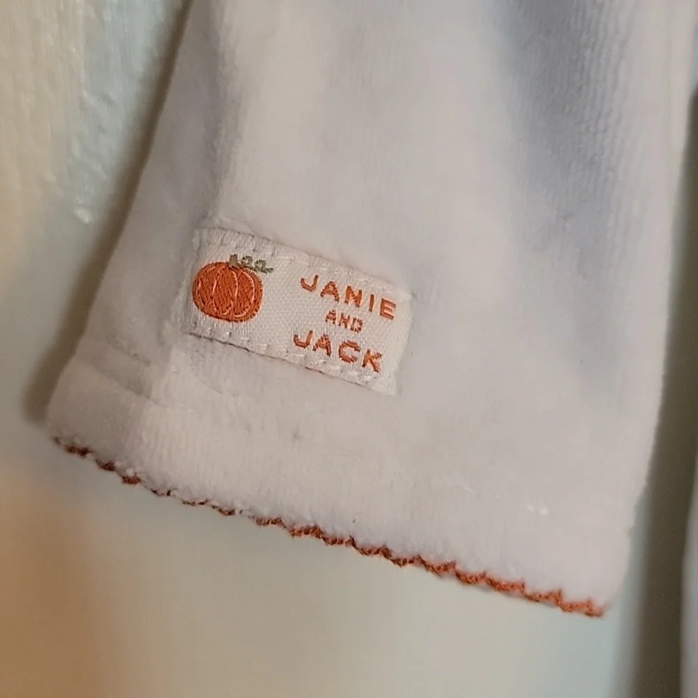 Janie and Jack one piece 3 to 6 months long sleeved, white.
